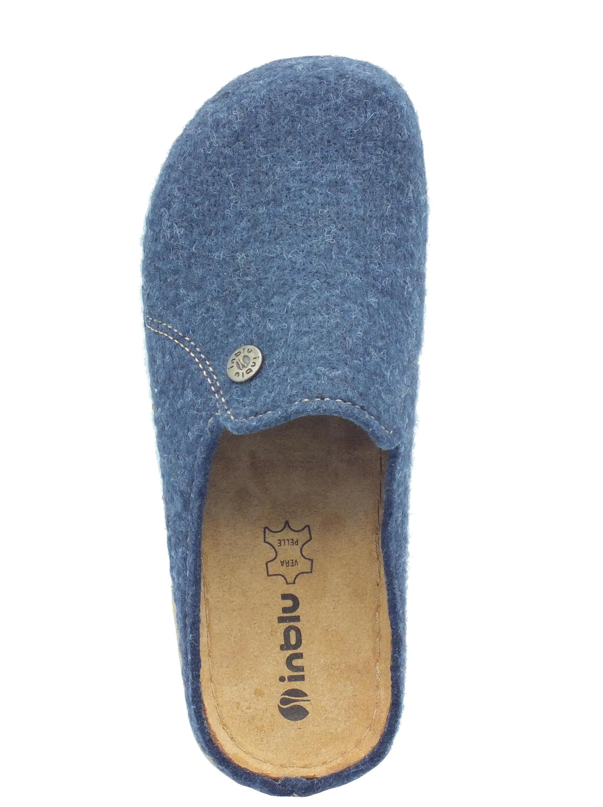 InBlu InBlu DK000012 Avio Pantofole per Donna in lana cotta blu con sottopiede in nabuk Avio