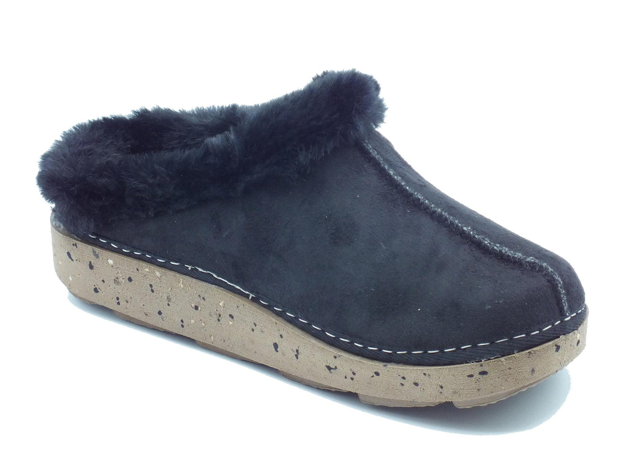 InBlu InBlu ED000020 Nero Pantofole per Donna in tessuto e pellicciotto Nero