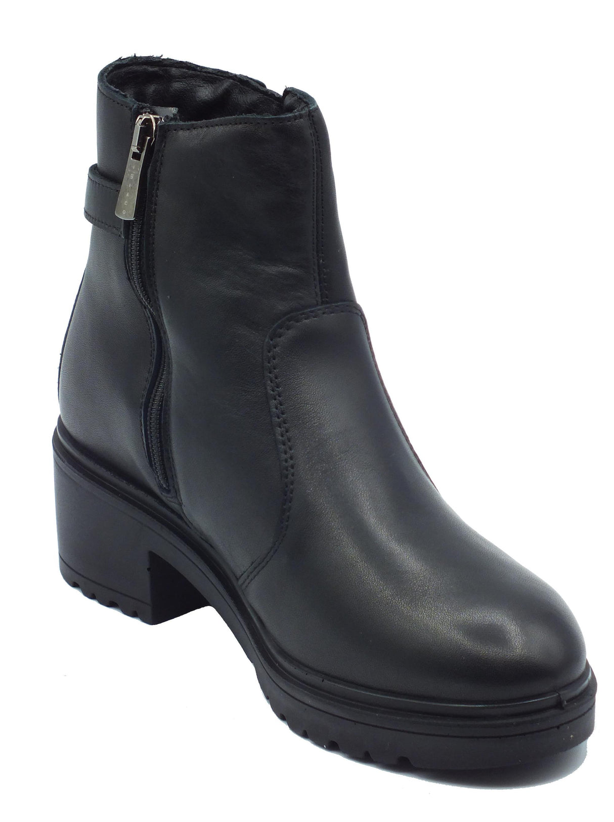 Igi&Co Igi&Co 6651400 Nappa Soft Nero Tronchetti con tacco basso per Donna in pelle con lampo Nero