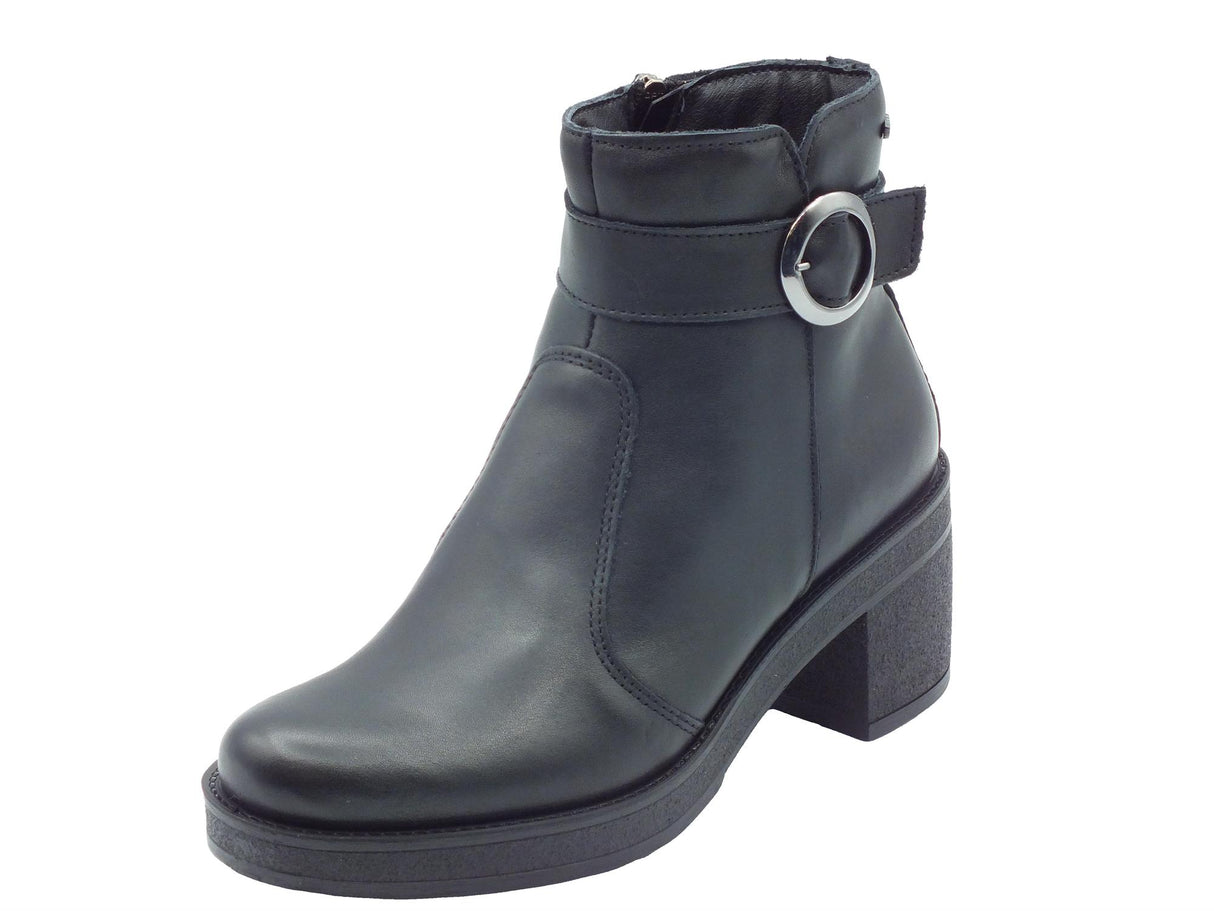 Igi&Co Igi&Co 6660300 Nappa Soft Nero Tronchetti con tacco medio per Donna in pelle con lampo Nero