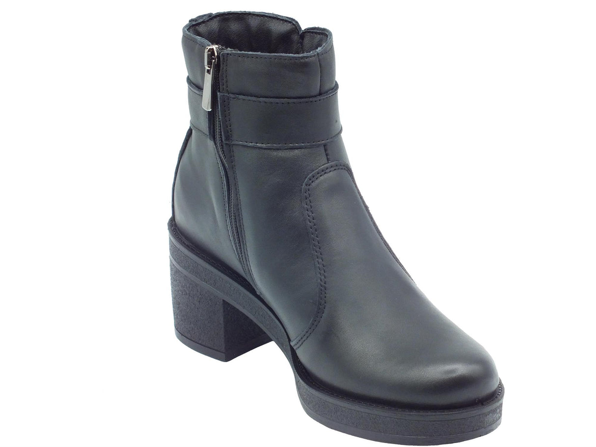 Igi&Co Igi&Co 6660300 Nappa Soft Nero Tronchetti con tacco medio per Donna in pelle con lampo Nero