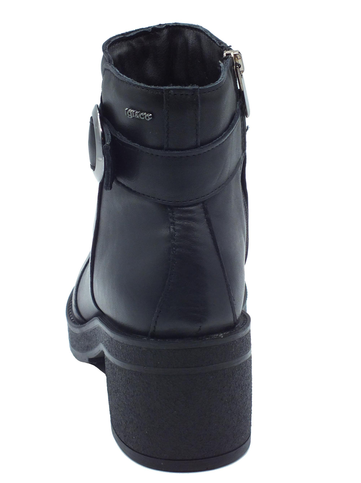Igi&Co Igi&Co 6660300 Nappa Soft Nero Tronchetti con tacco medio per Donna in pelle con lampo Nero