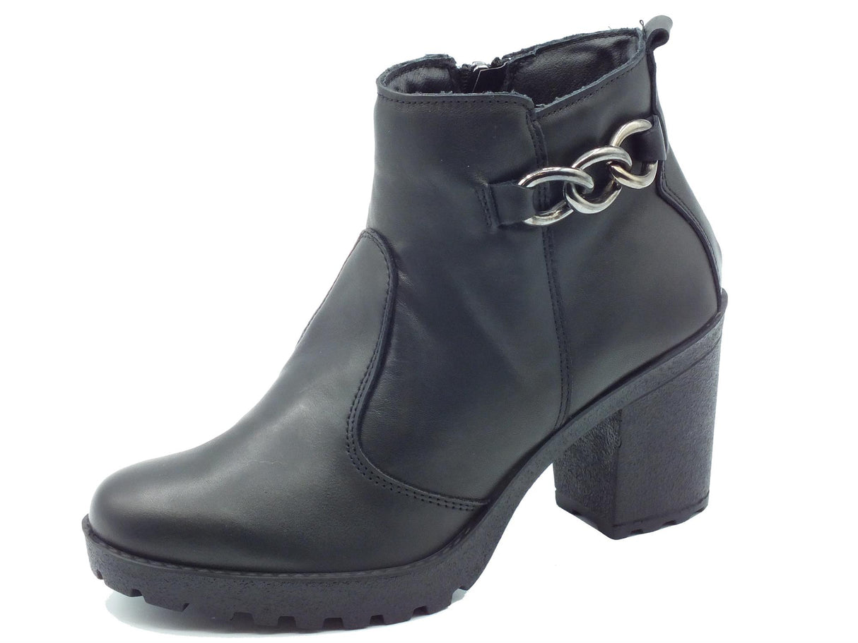Igi&Co Igi&Co 6661500 Nappa Soft Nero Tronchetti tacco alto Donna in pelle e pelle elasticizzata con lampo Nero
