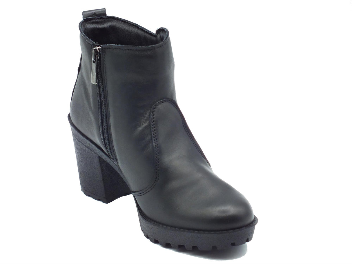 Igi&Co Igi&Co 6661500 Nappa Soft Nero Tronchetti tacco alto Donna in pelle e pelle elasticizzata con lampo Nero