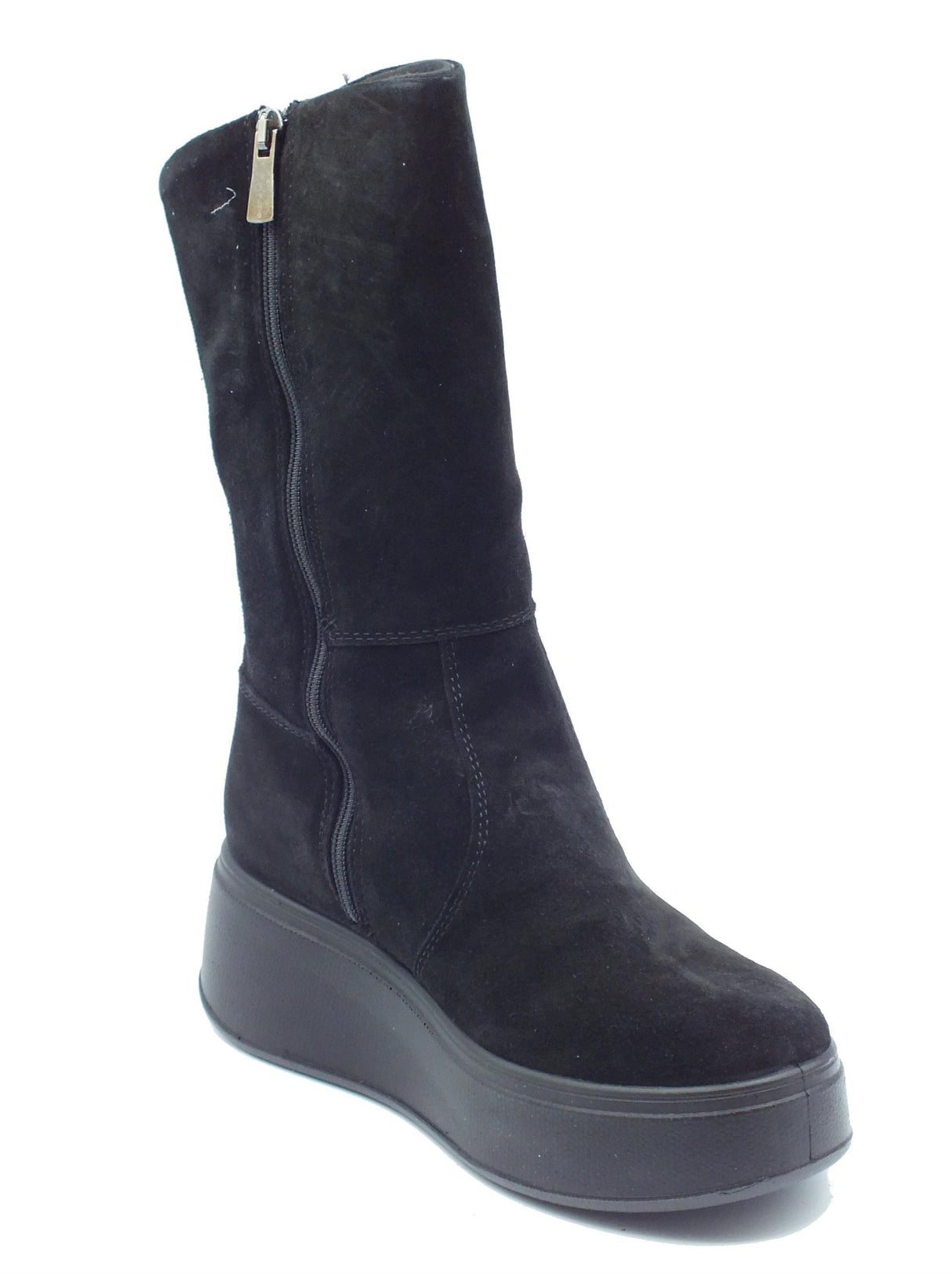 Igi&Co Igi&Co 6672100 Scam. Superior Nero Tronchetti accollati con zeppa media per Donna in nabuk Nero