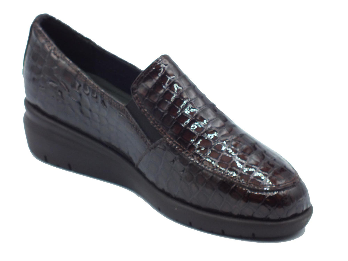 Melluso Melluso K55234W Dark Brown Mocassini per Donna in pelle verniciata lavorazione cocco Dark Brown