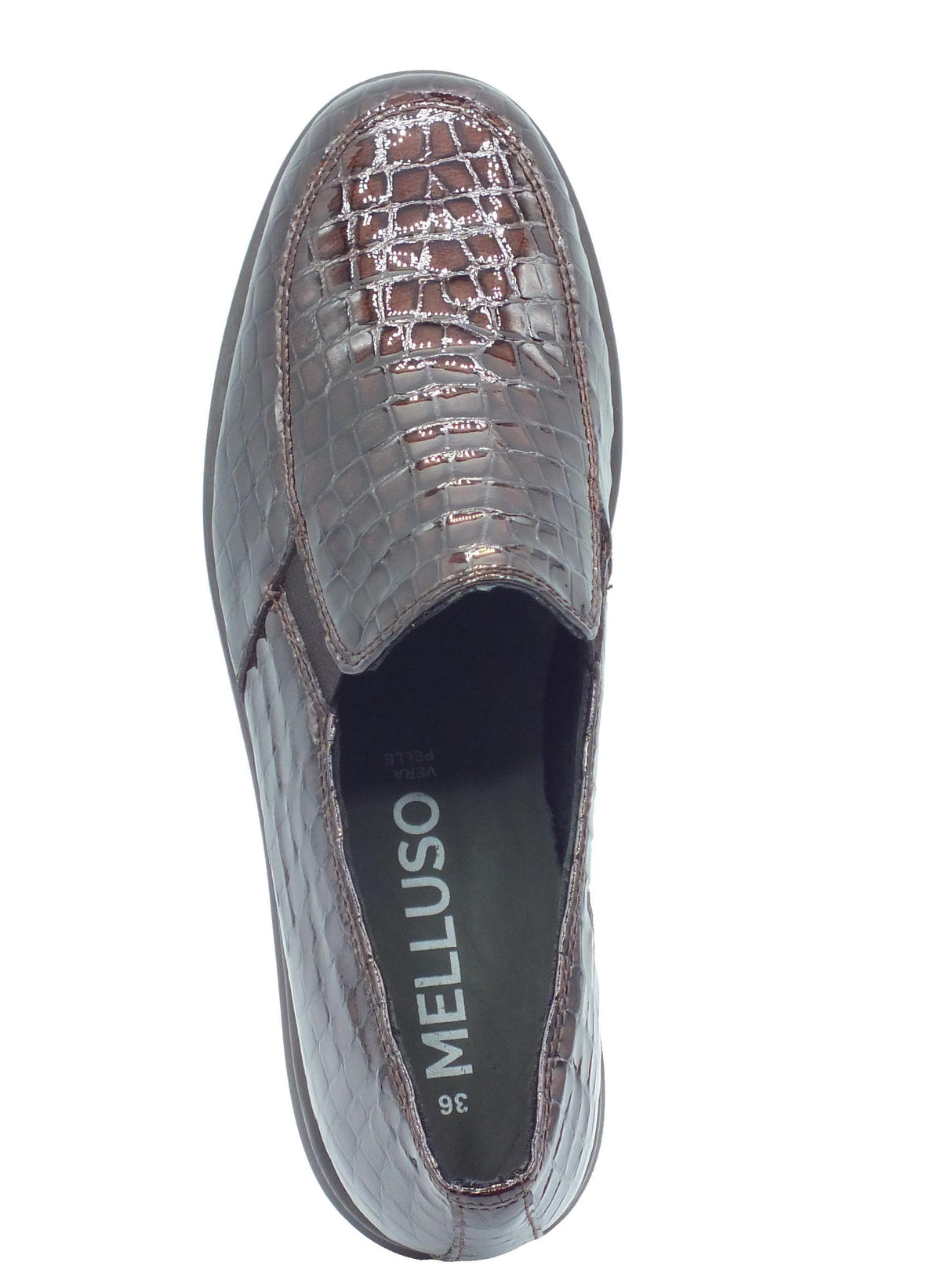 Melluso Melluso K55234W Dark Brown Mocassini per Donna in pelle verniciata lavorazione cocco Dark Brown