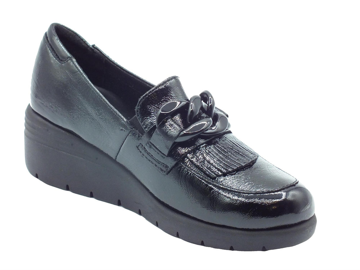 Melluso Melluso K55272W Nero Mocassini per Donna in pelle verniciata con zeppa alta Nero