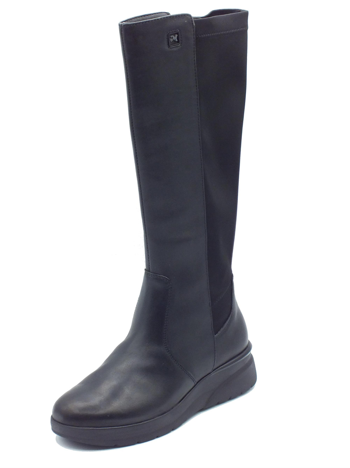 Melluso Melluso K55443 Nero Stivali con zeppa bassa per Donna in pelle e tessuto elasticizzato Nero