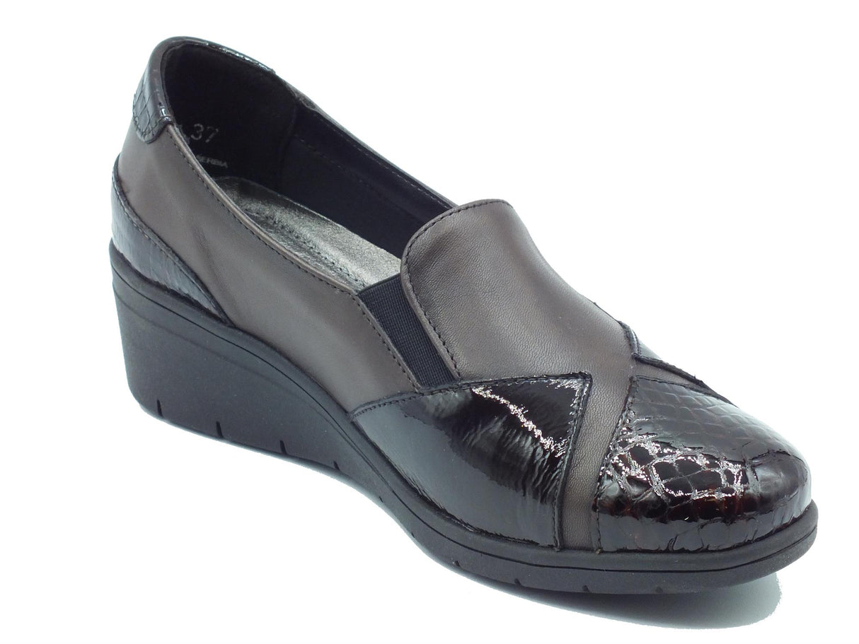 Melluso Melluso K91617W Brown Mocassini comfort per Donna in pelle e vernice marrone zeppa media Brown