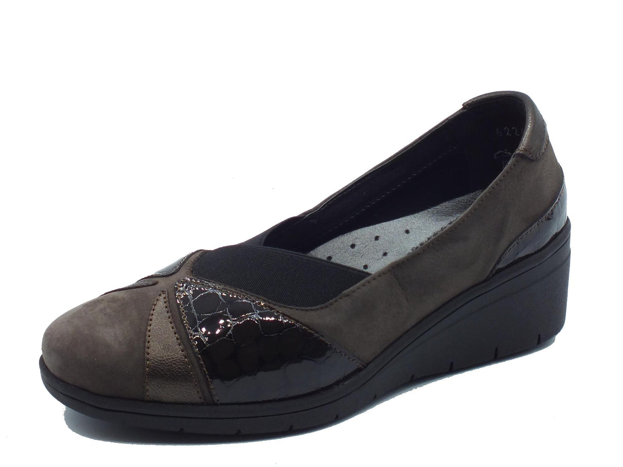 Melluso Melluso K91633 Moro Mocassini comfort per Donna in pelle con zeppa alta Moro