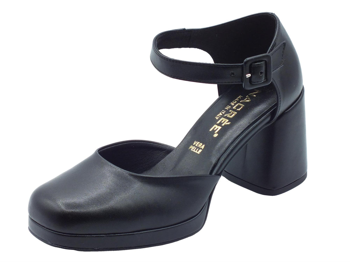 Nacrèe Nacrèe 2559003 Cap Nero Decoltè con cinturino per Donna in ecopelle tacco alto Nero