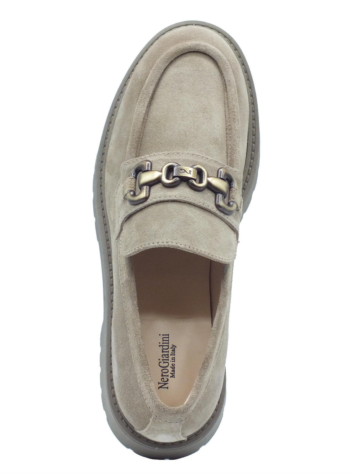 Nero Giardini NeroGiardini I411390D Arold Col. Argilla Mocassini eleganti per Donna in nabuk beige con tacco Argilla