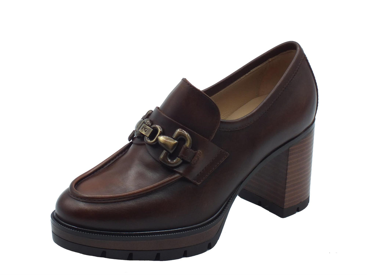 Nero Giardini NeroGiardini I411432D Delvato Beige Mocassini Classici Eleganti per Donna in pelle con tacco alto Beige