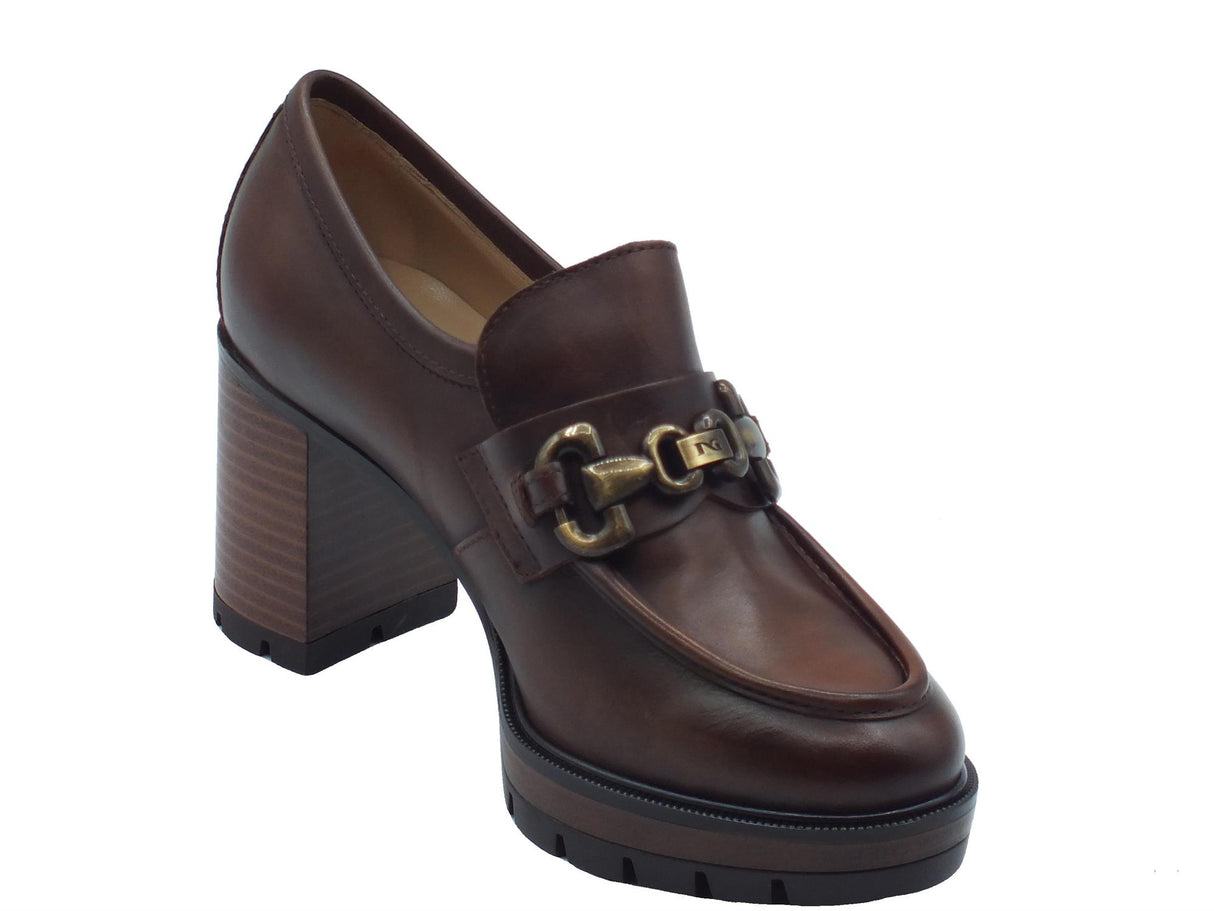 Nero Giardini NeroGiardini I411432D Delvato Beige Mocassini Classici Eleganti per Donna in pelle con tacco alto Beige