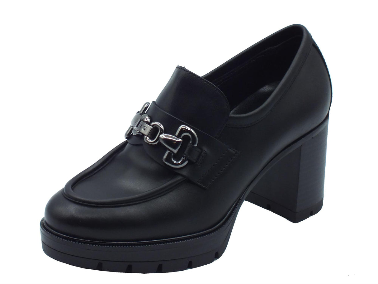 Nero Giardini NeroGiardini I411432D Nero Mocassini Classici Eleganti per Donna in pelle con tacco alto Nero