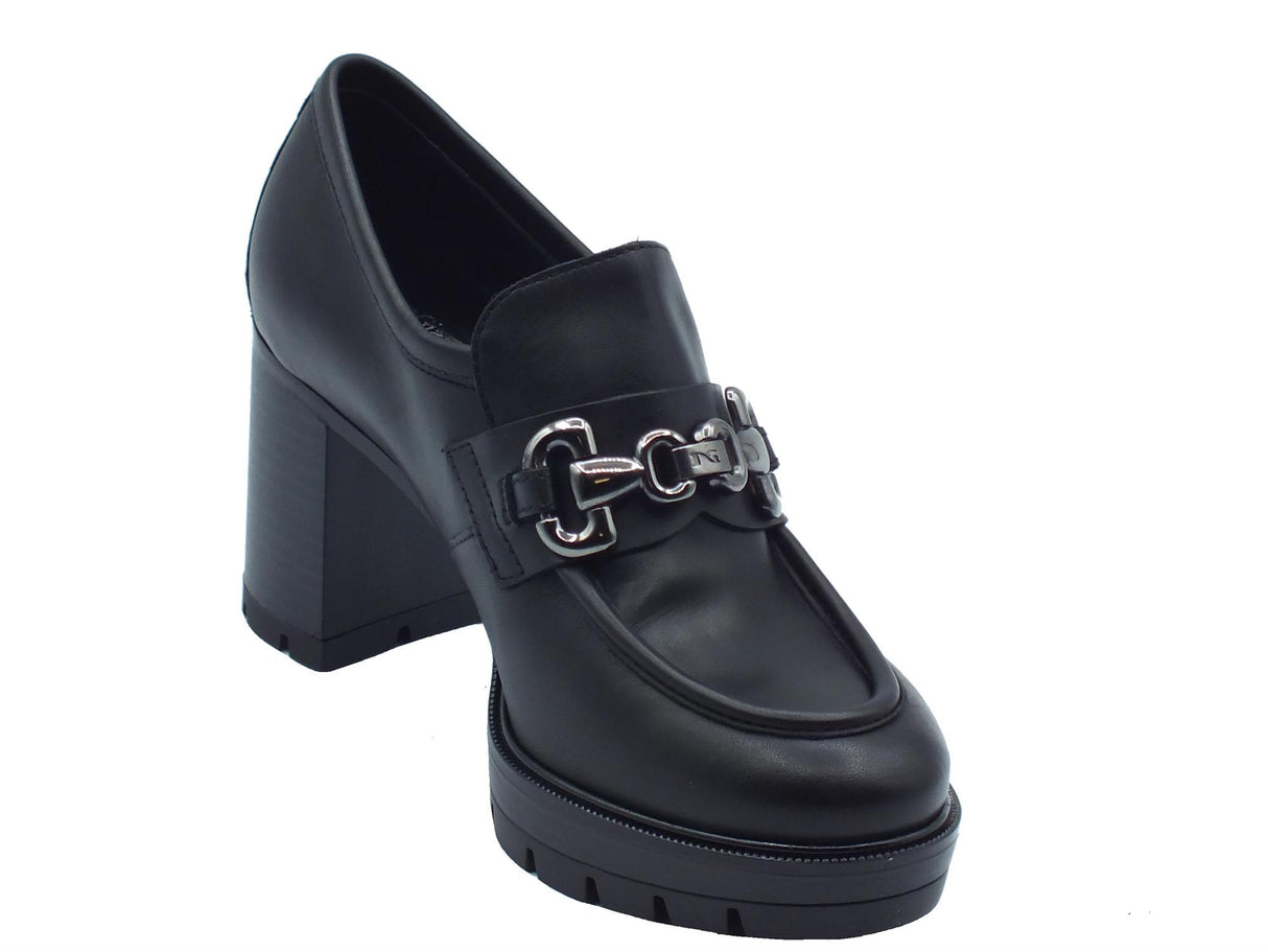 Nero Giardini NeroGiardini I411432D Nero Mocassini Classici Eleganti per Donna in pelle con tacco alto Nero