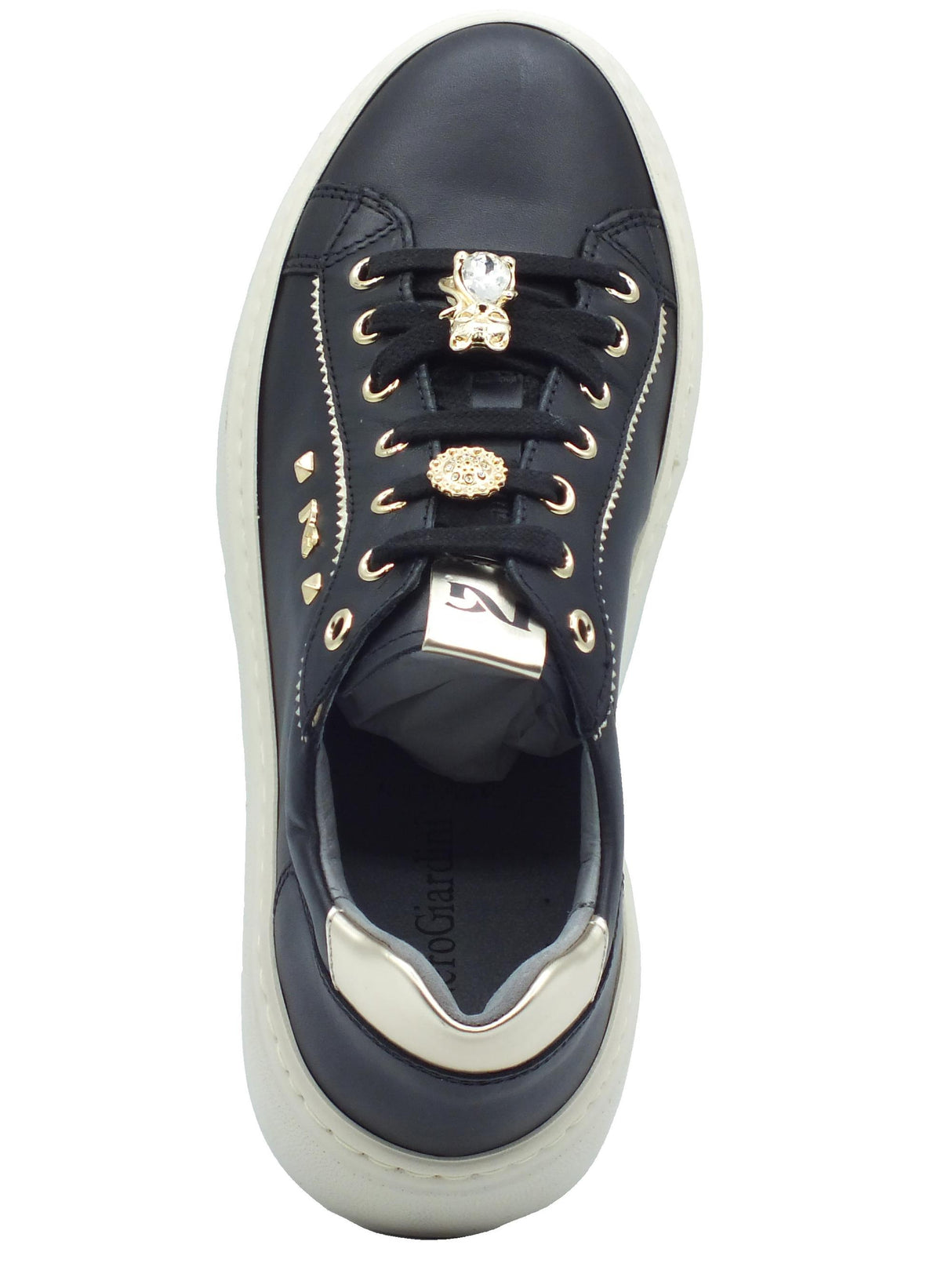 Nero Giardini NeroGiardini I411621D Guanto Nero Sneakers Sportive per Donna in pelle zeppa bassa Nero