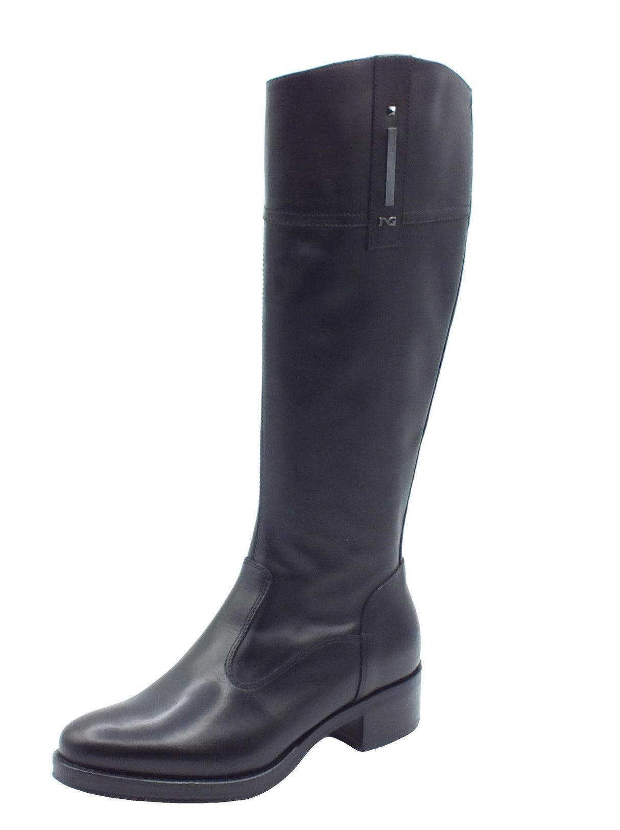 Nero Giardini NeroGiardini I411800D Guanto Nero Stivali per Donna in pelle con tacco basso con lampo Nero