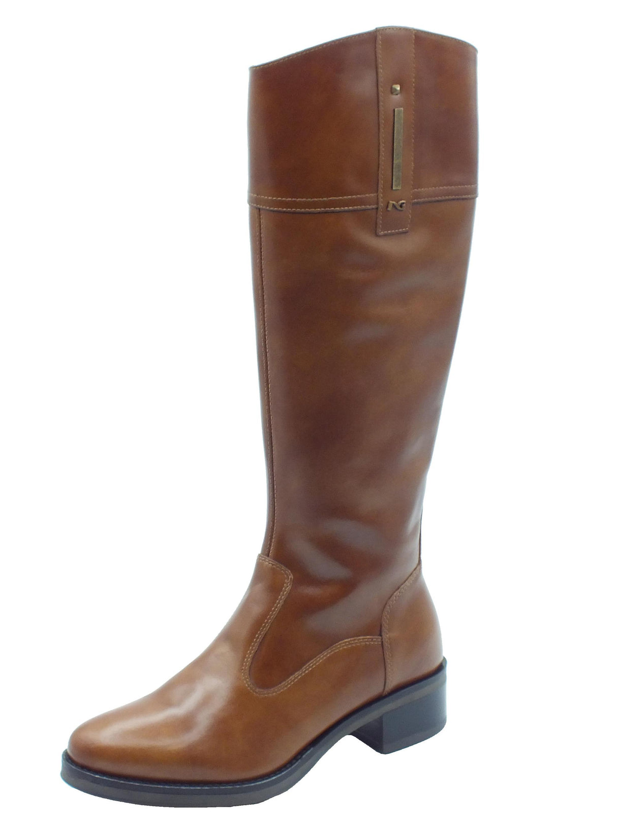 Nero Giardini NeroGiardini I411801D Manolete Cuoio Stivali per Donna in pelle modello cavallerizzo tacco basso Cuoio