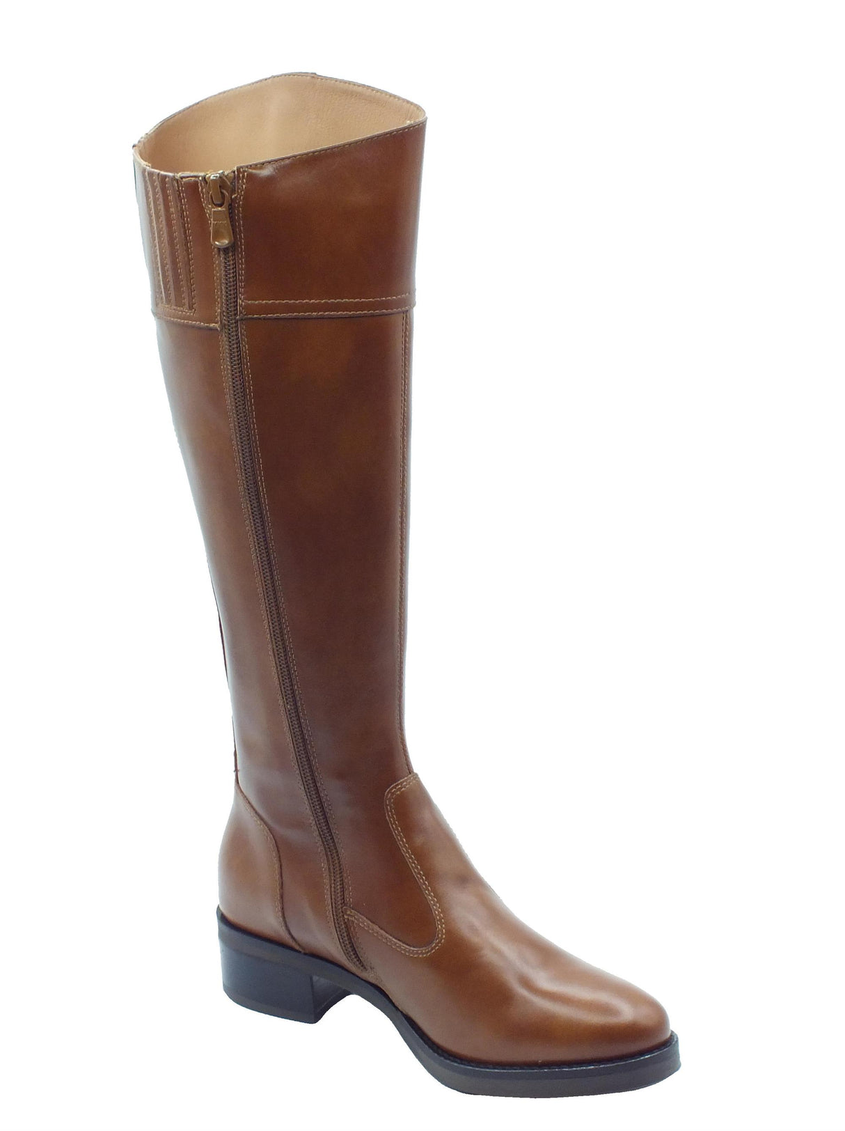 Nero Giardini NeroGiardini I411801D Manolete Cuoio Stivali per Donna in pelle modello cavallerizzo tacco basso Cuoio