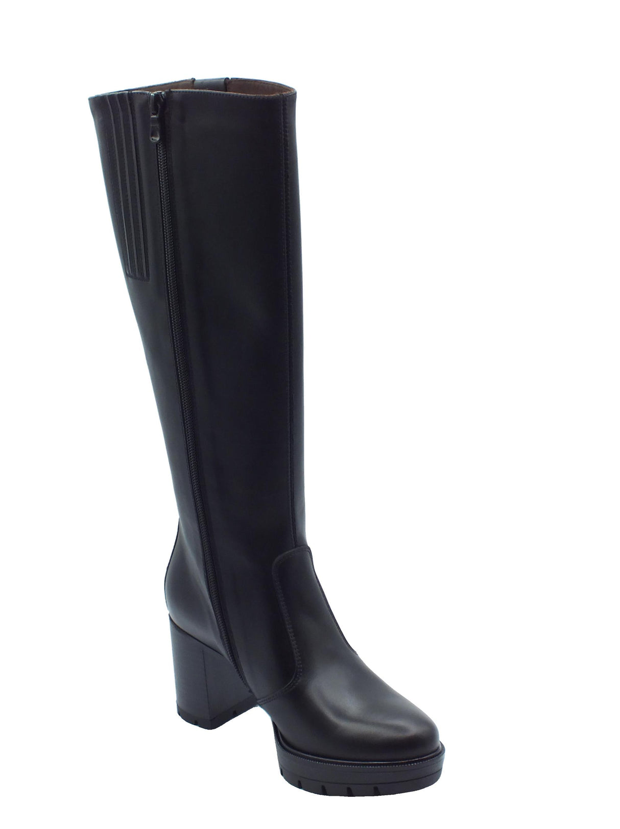 Nero Giardini NeroGiardini E411855D Guanto Nero Stivali per Donna in pelle con tacco alto e plateau Nero