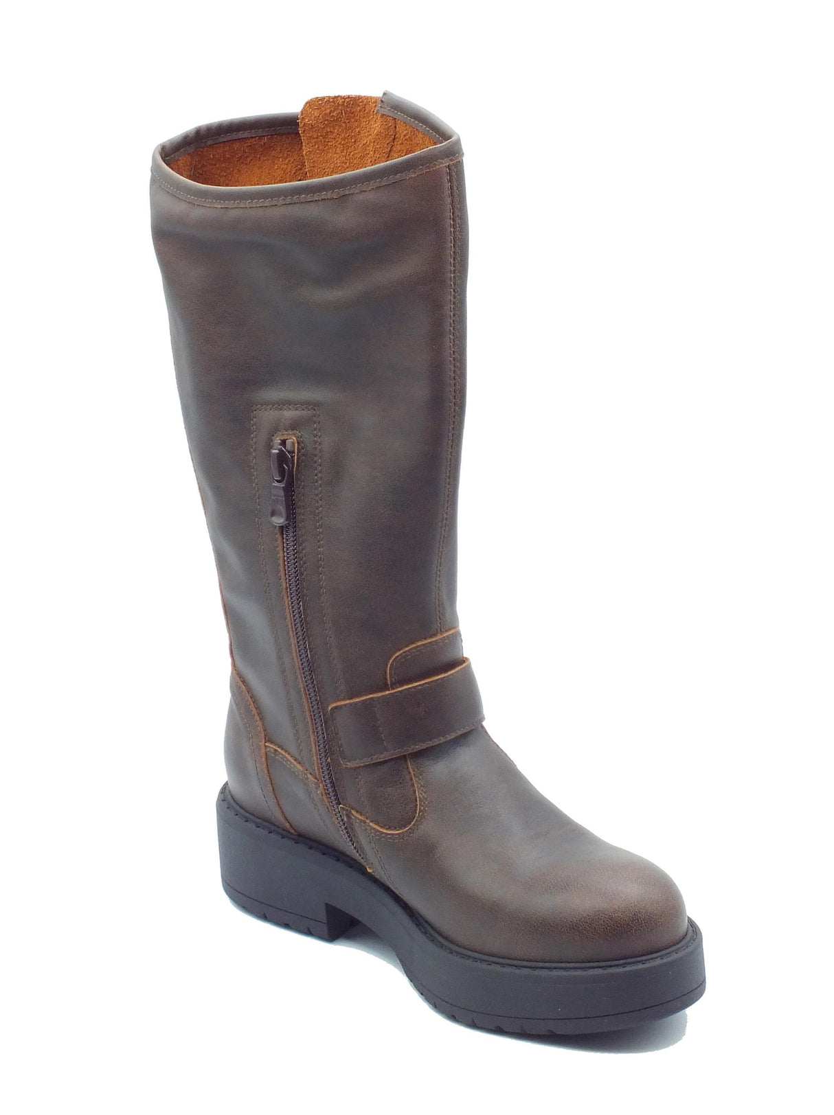 Nero Giardini NeroGiardini I411984D Aviator T.Moro Tronchetti per Donna in pelle morbida con tacco basso T.Moro