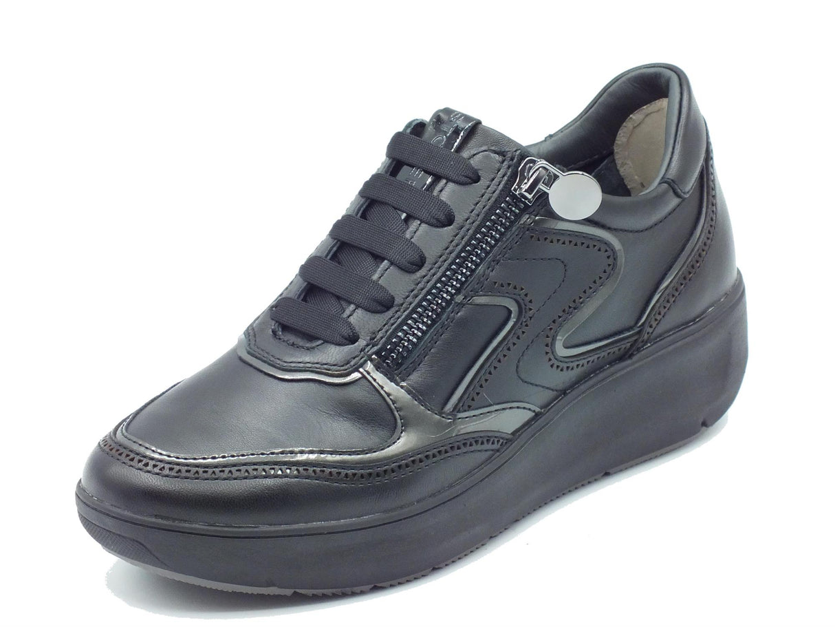 Stonefly Stonefly 221574 Rock Nappa Black Sneakers confort per Donna in pelle zeppa media Black