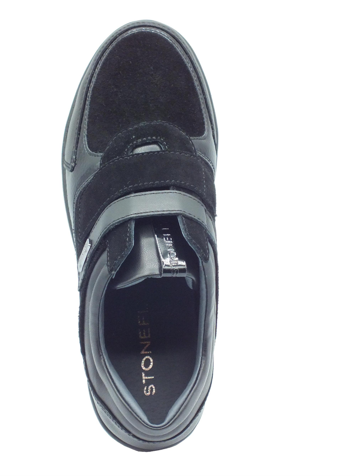 Stonefly Stonefly 221701 Paseo Velour Nappa Black Sneakers confort per Donna in nabuk e pelle zeppa media Black