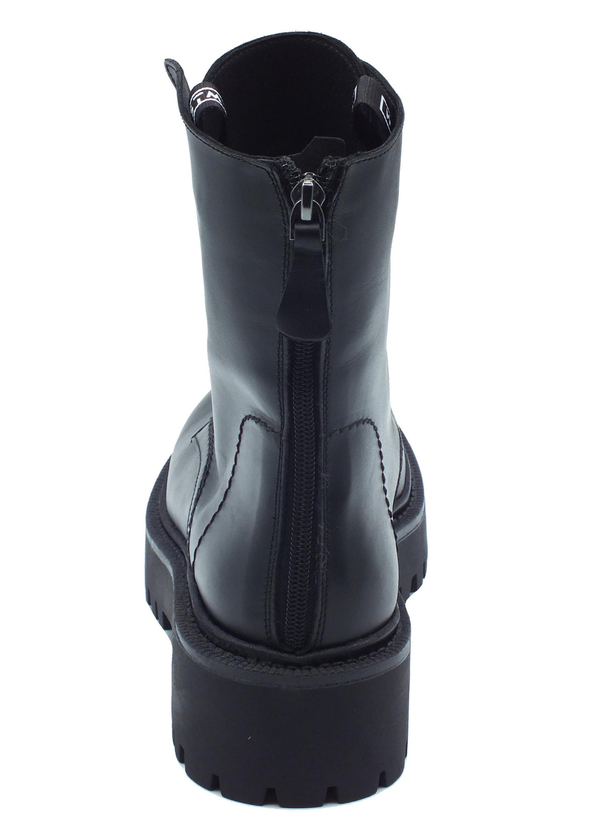 Stelio Malori STM - Stelio Malori 807 Vitello Nero Anfibi per Donna in pelle con lampo e lacci Nero