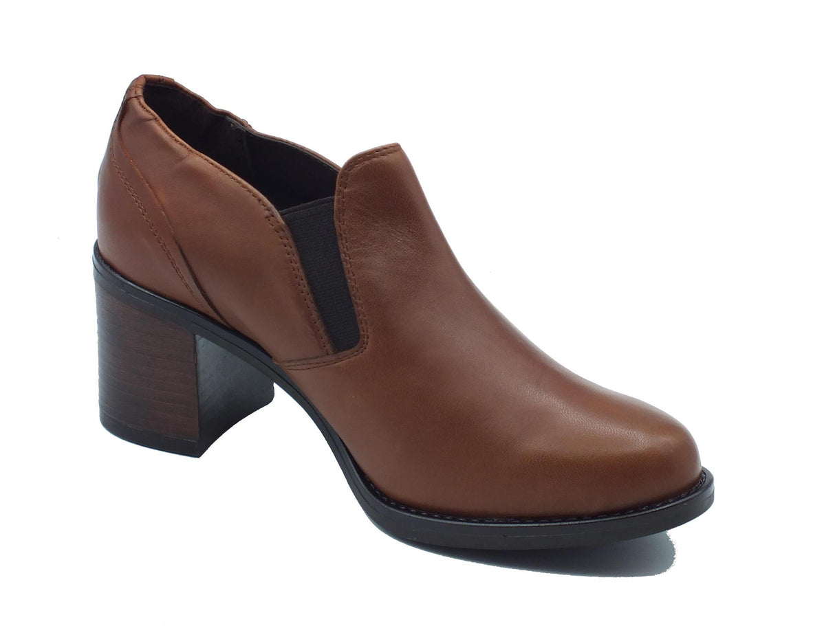 Valleverde Valleverde 16301 Vitello Cuoio Tronchetti con tacco per donna in pelle tacco alto Cuoio