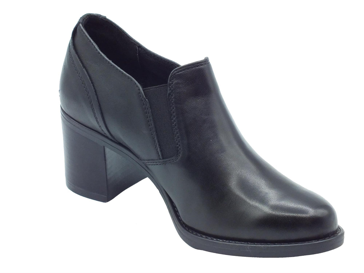 Valleverde Valleverde 16301 Vitello Nero Tronchetti con tacco per donna in pelle tacco alto Nero