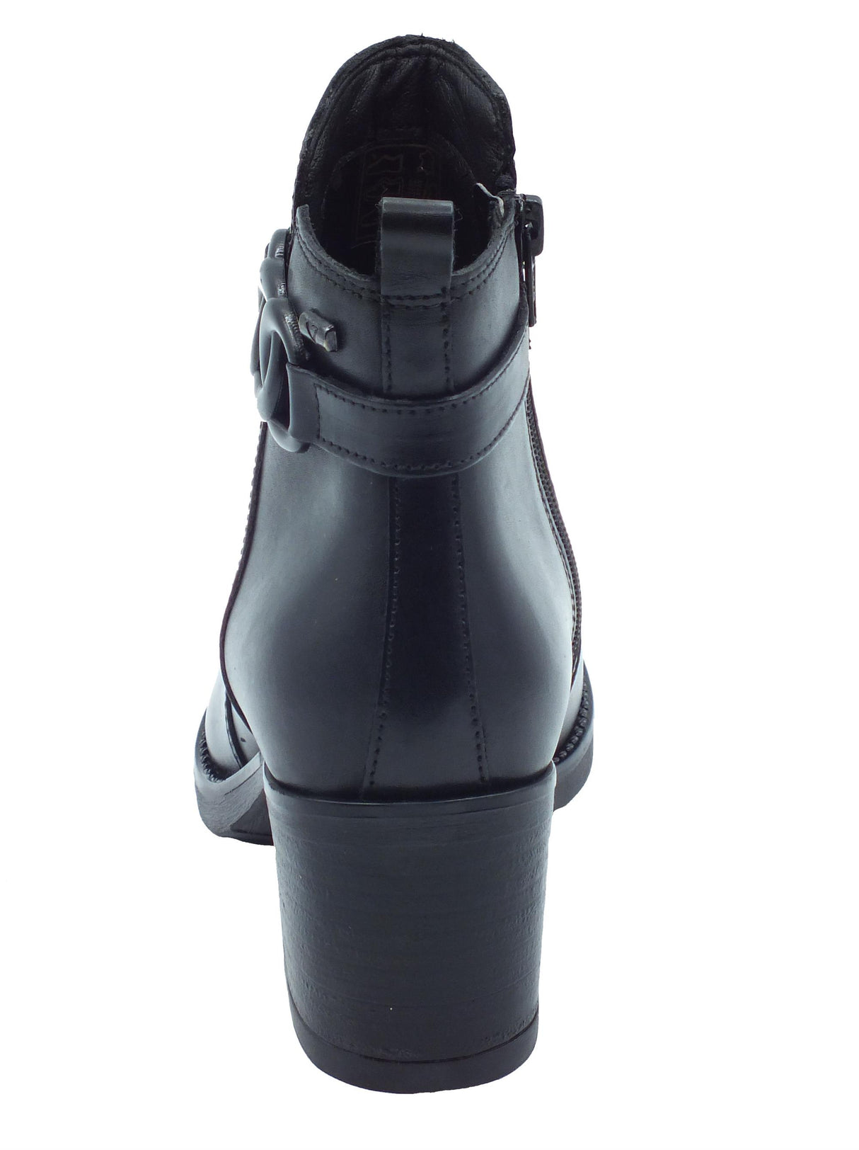 Valleverde Valleverde 47631 Vitello Nero Tronchetti eleganti accollati Donna pelle con lampo tacco medio Nero