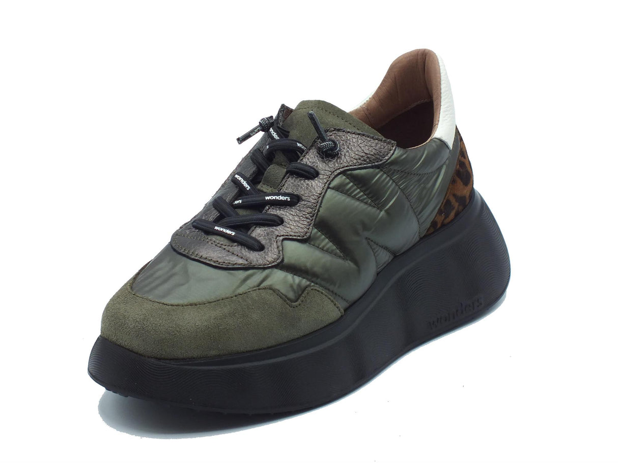 Wonders Wonders A-3610 Trend Nylon Alga Sneakers per Donna in tessuto tecnico e camoscio verde alga