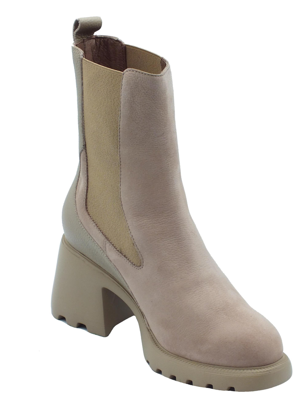 Wonders Wonders G-6705 Nubuk Wild Taupe Tronchetti accollati con tacco alto per Donna in nabuk con elastici Taupe