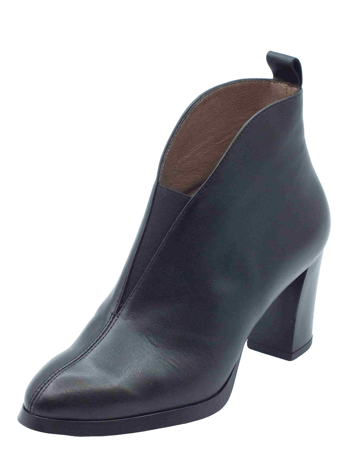 Wonders Wonders L-1112 Isy Negro Tronchetti accollati con tacco alto per Donna in pelle con elastico Nero