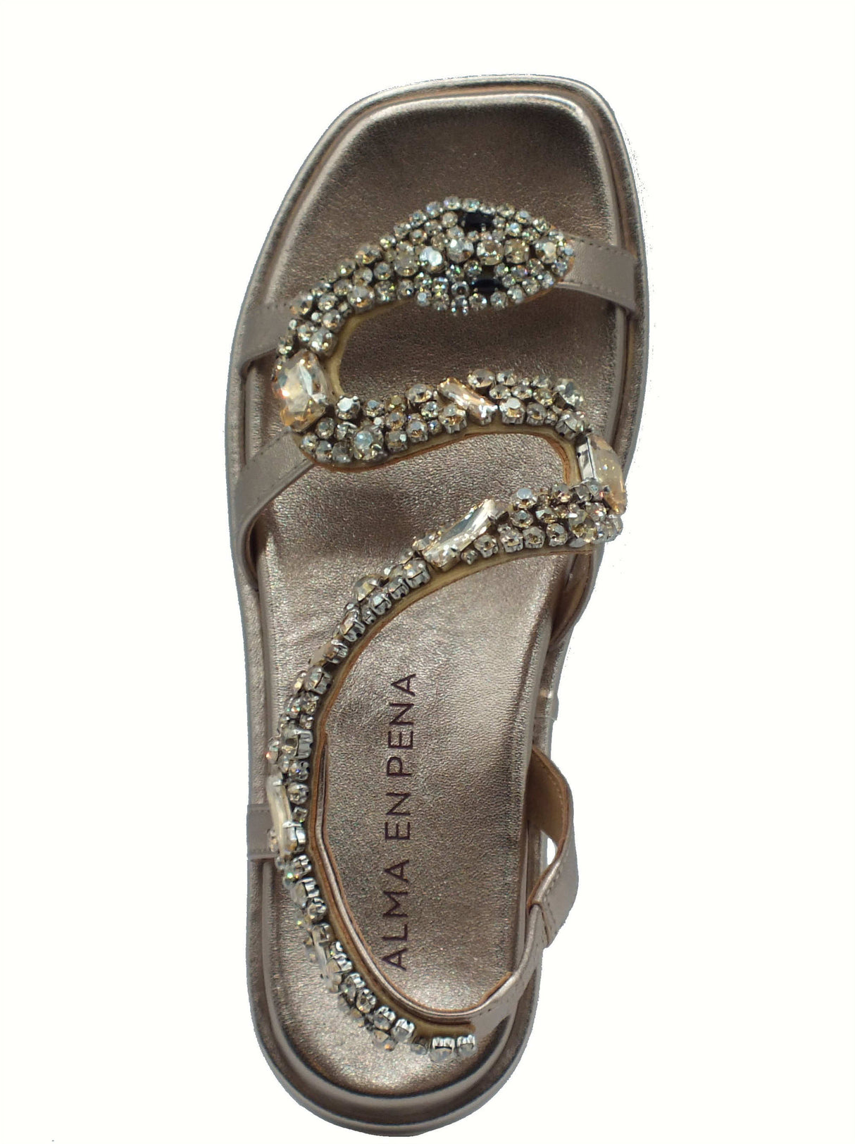 Alma en Pena Alma en Pena V251810 Diva Bronze Sandali eleganti per Donna con brillanti e zeppa bassa Diva Bronze