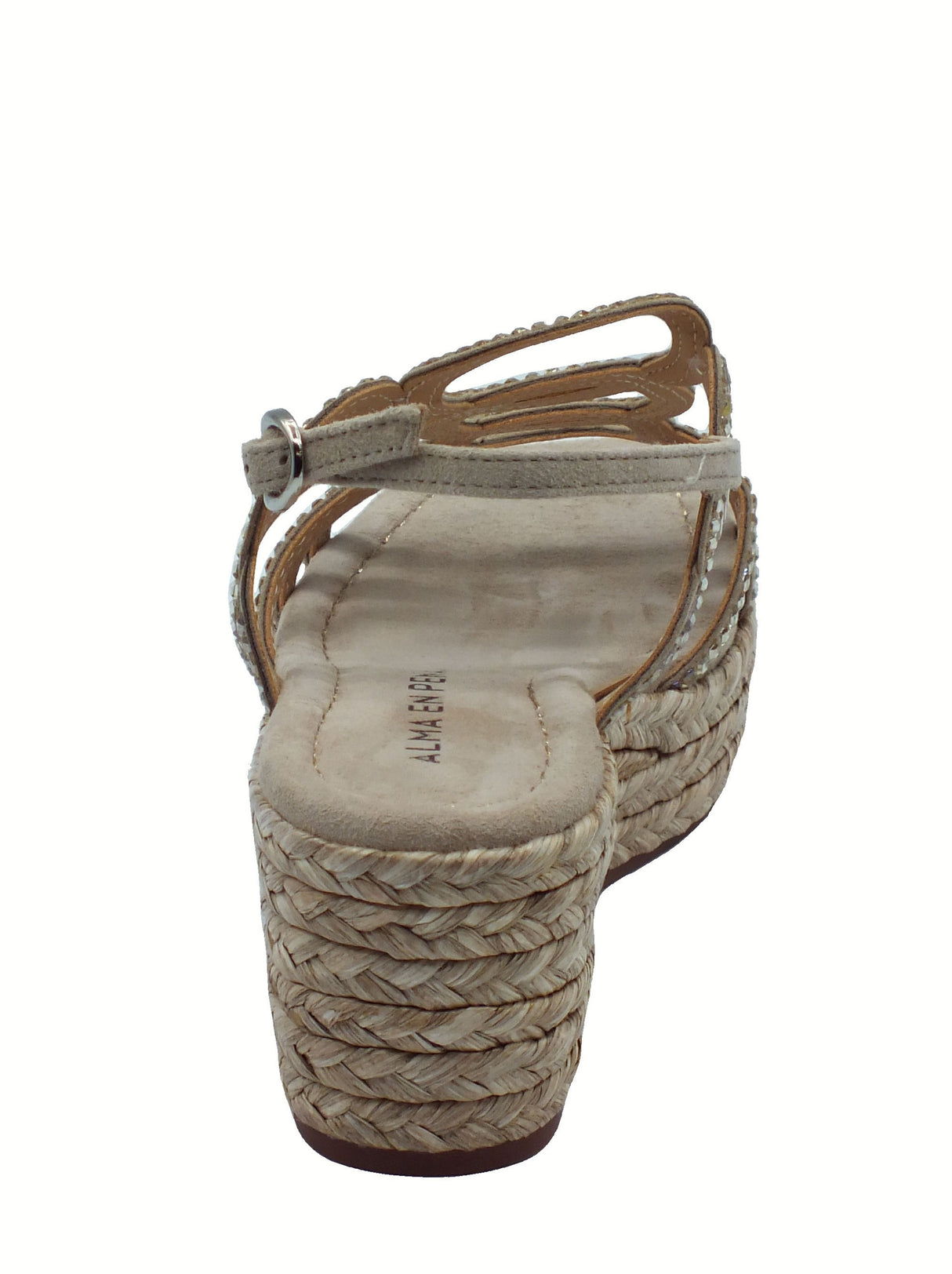 Alma en Pena Alma en Pena V2551454 Suede Vison Sandali eleganti per Donna con brillanti argento zeppa media Suede Vison