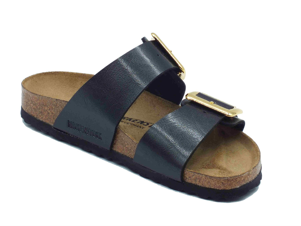 Birkenstock Birkenstock 1029457 Sydney Cushion Buckle Licorice Sandali per Donna doppia fibia in pelle nera nero