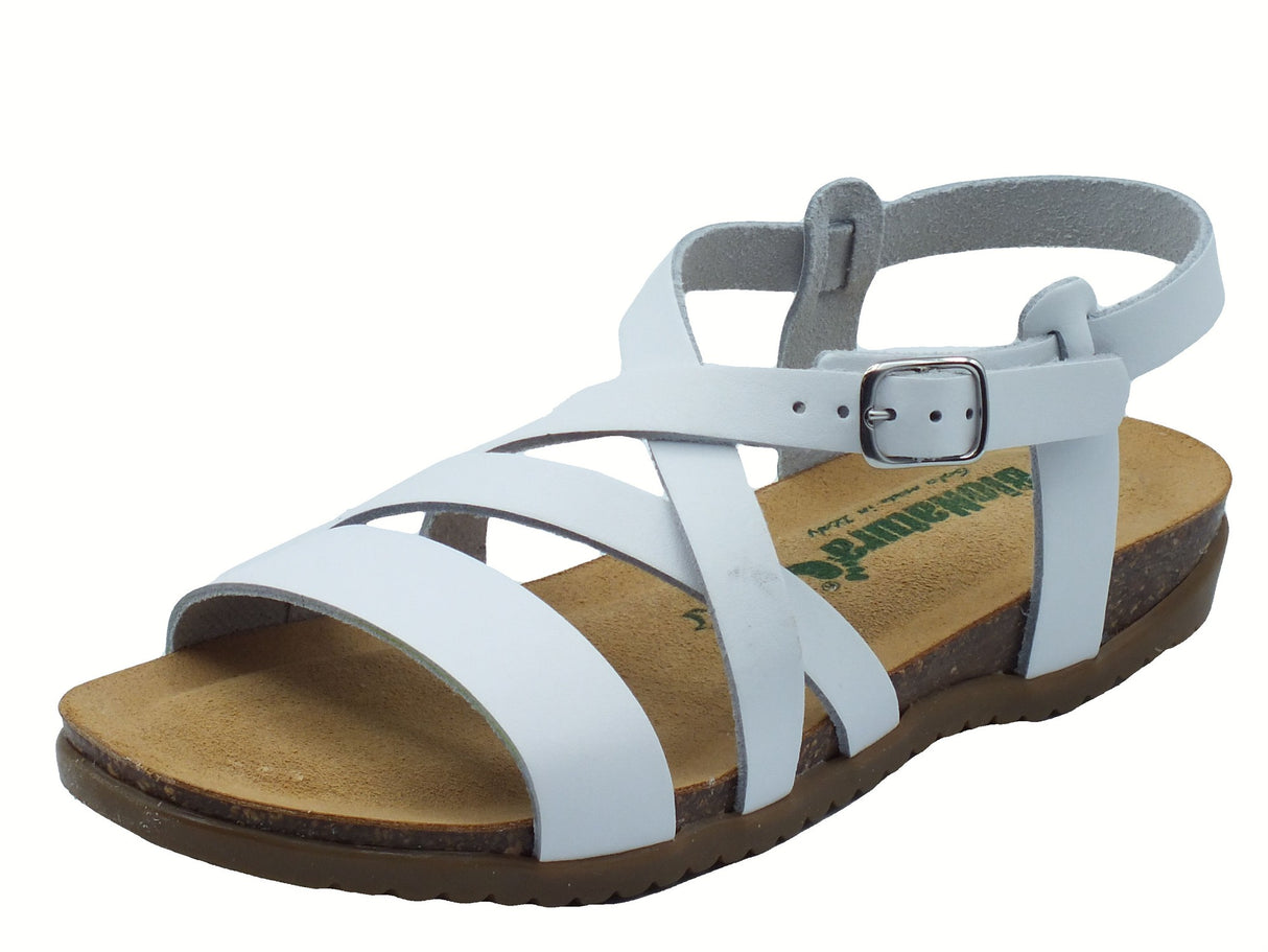 BioNatura BioNatura 34A2044 By Cast Bianco Sandali per Donna in pelle zeppa bassa fibietta Bianco