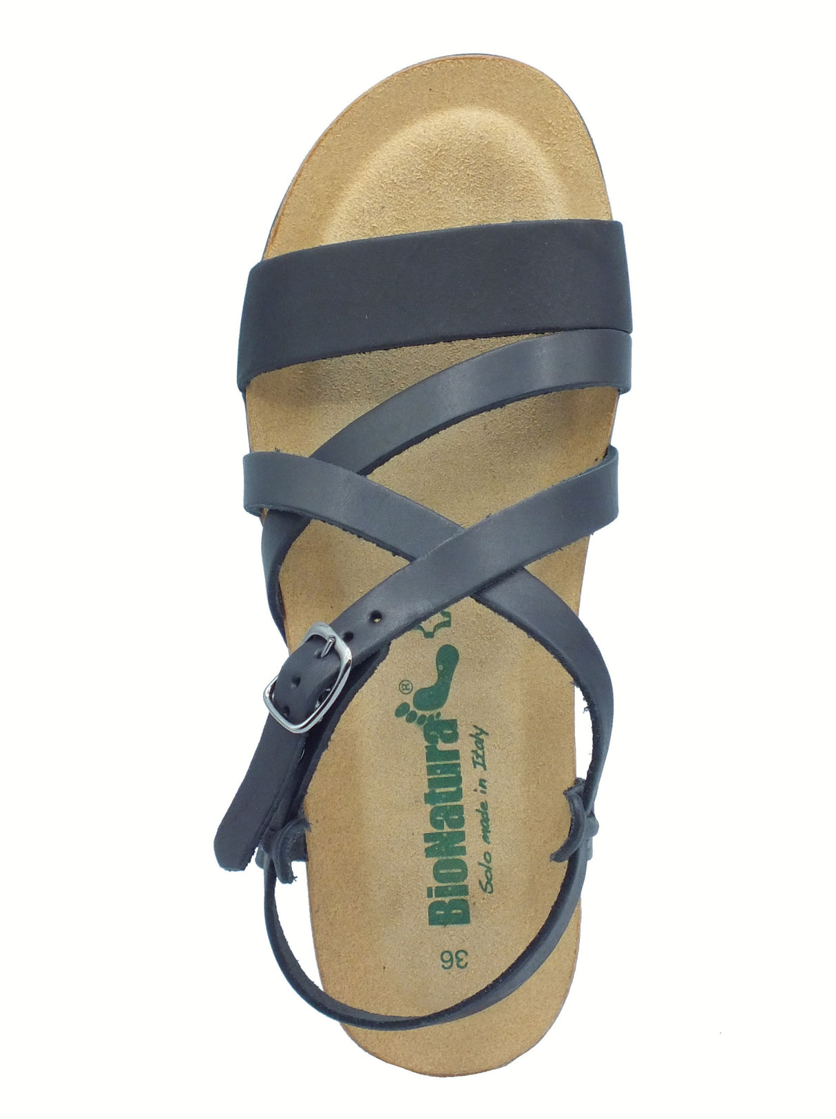 BioNatura BioNatura 34A2044 Toronto Nero Sandali per Donna in pelle zeppa bassa fibietta Nero