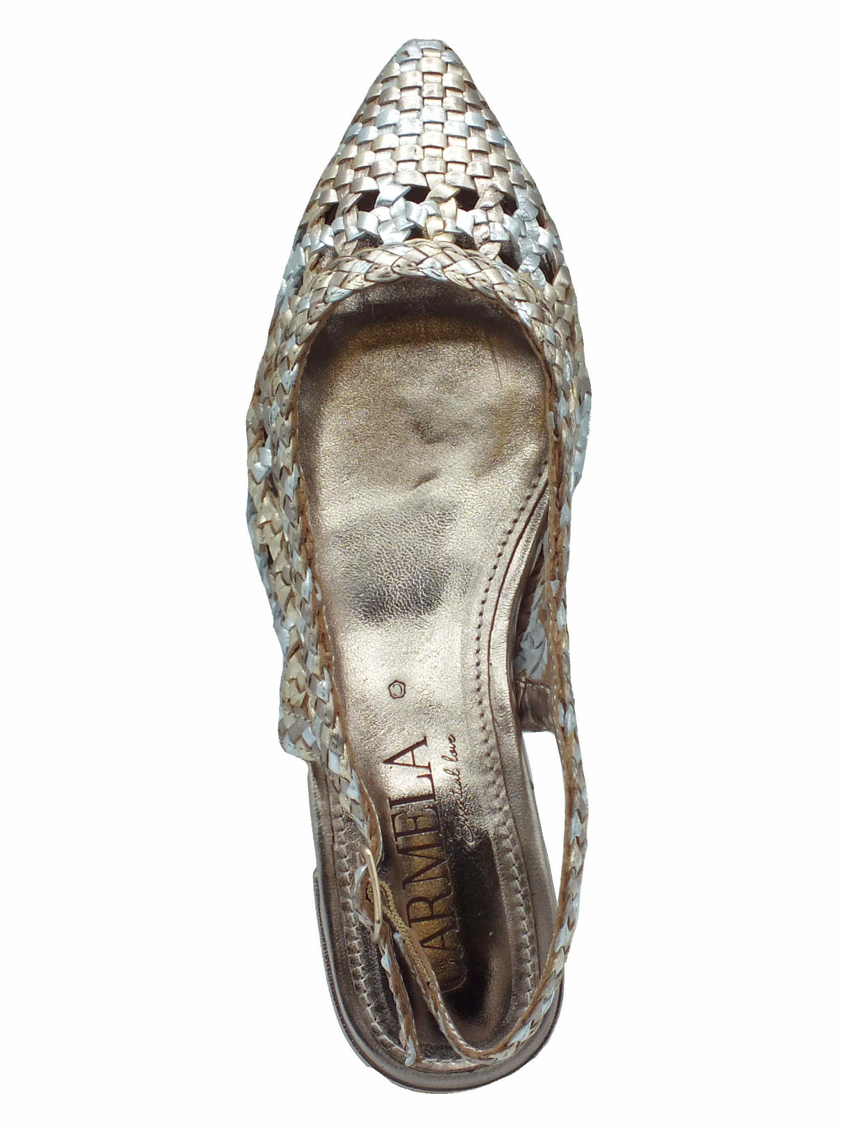 Carmela Carmela 162183 Piel Plomo Sandali a punta per Donna in pelle intrecciata tacco basso Piel Plomo