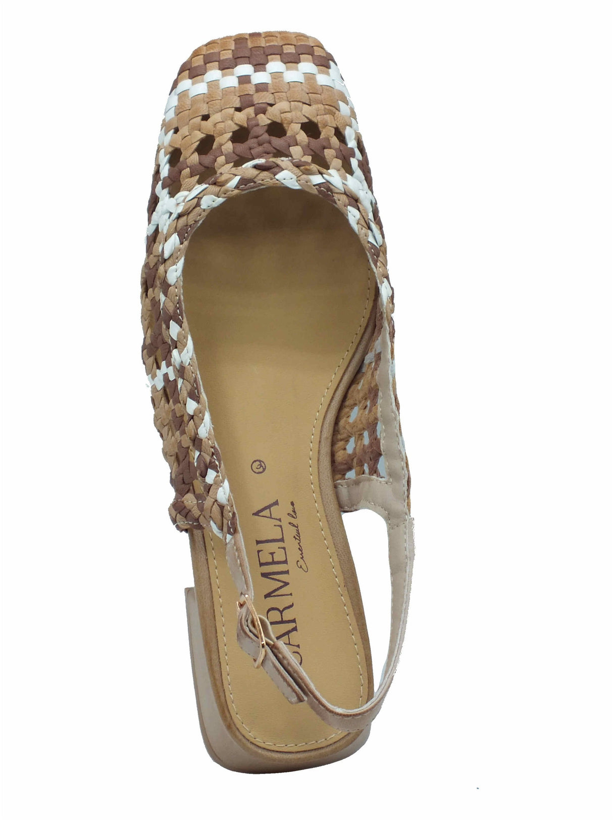 Carmela Carmela 162185 Piel Beige Sandali per Donna in pelle intrecciata tacco basso Beige
