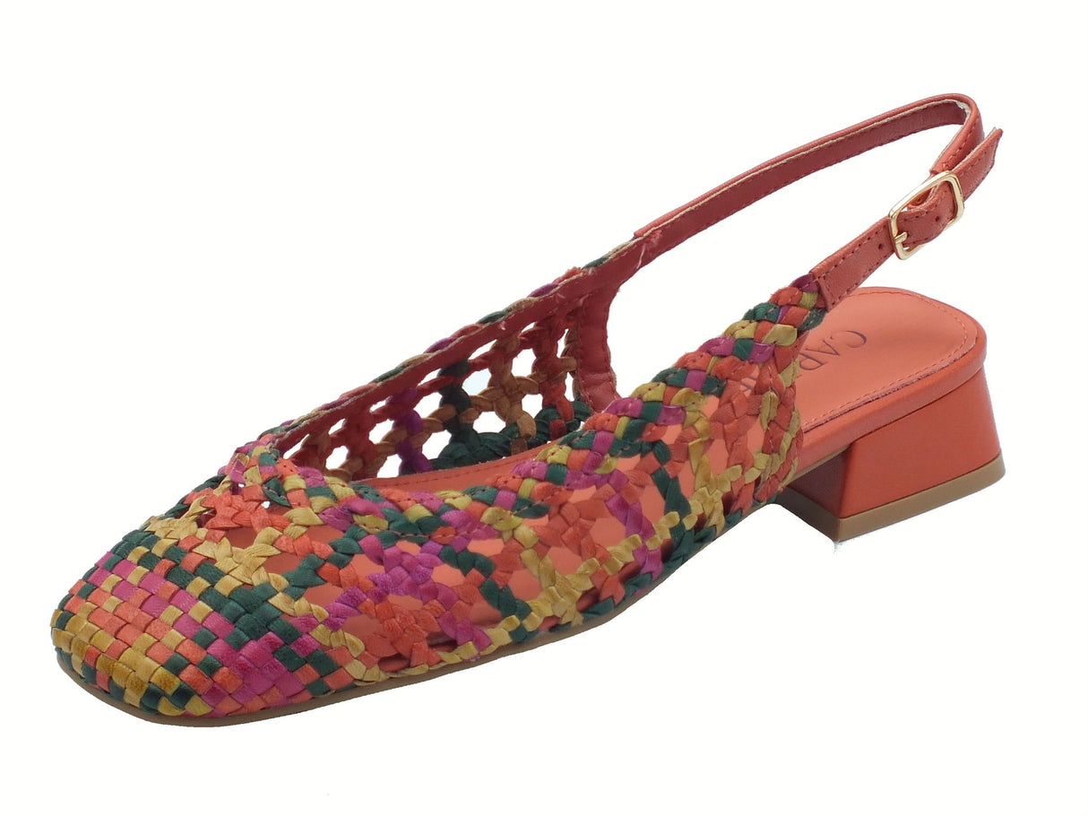 Carmela Carmela 162185 Piel Naranja Sandali per Donna in pelle intrecciata multicolore tacco basso Piel Naranja