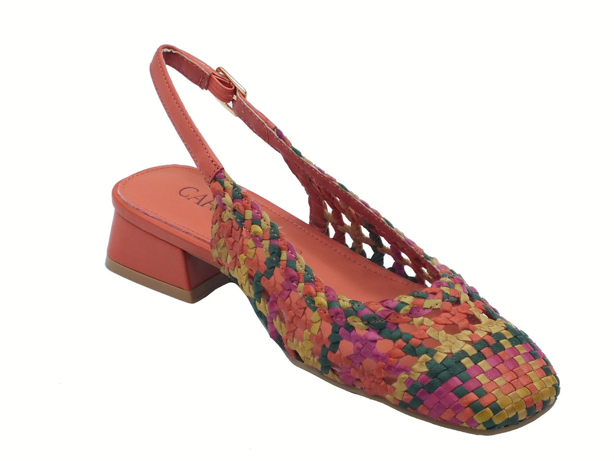 Carmela Carmela 162185 Piel Naranja Sandali per Donna in pelle intrecciata multicolore tacco basso Piel Naranja