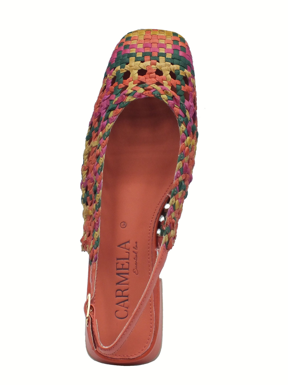 Carmela Carmela 162185 Piel Naranja Sandali per Donna in pelle intrecciata multicolore tacco basso Piel Naranja