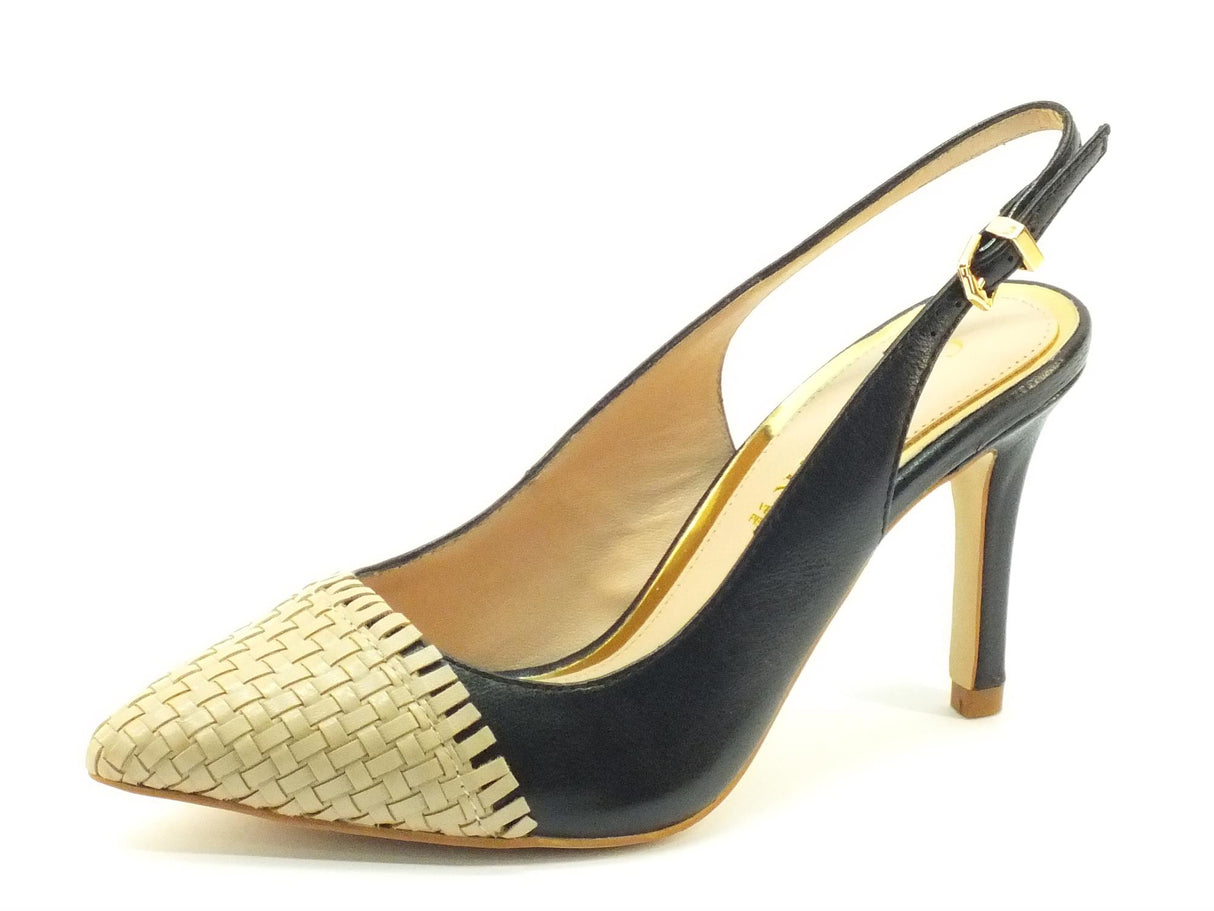 CafèNoir CafèNoir decolte' in pelle nera e beige tacco 9cm nero/beige