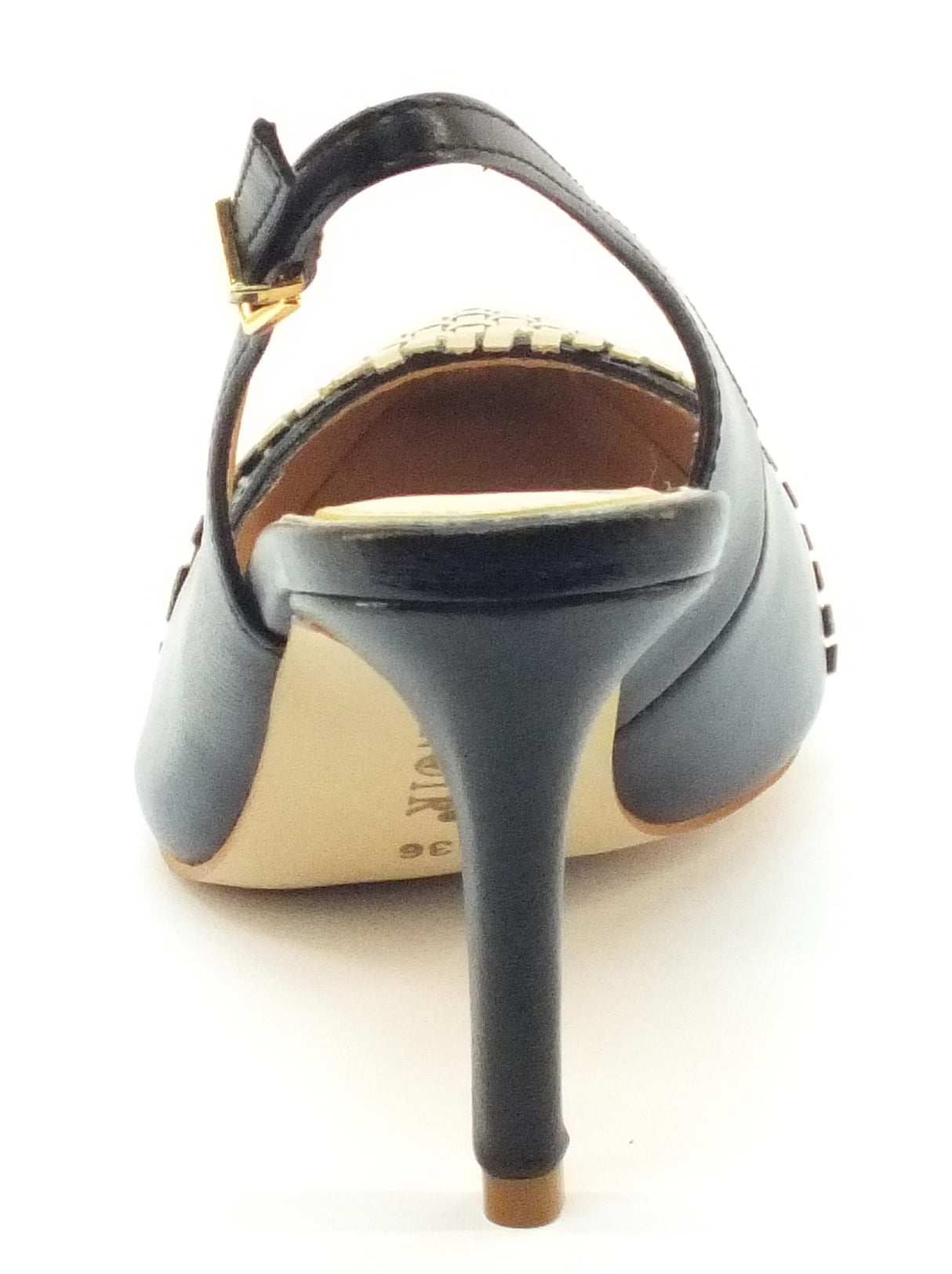 CafèNoir CafèNoir decolte' in pelle nera e beige tacco 9cm nero/beige