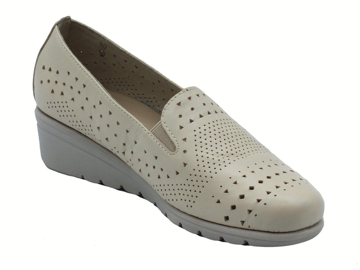 Cinzia Soft Cinzia Soft IV2121740 Dirty Milk Ballerine per Donna in nabuk traforato con zeppa media beige