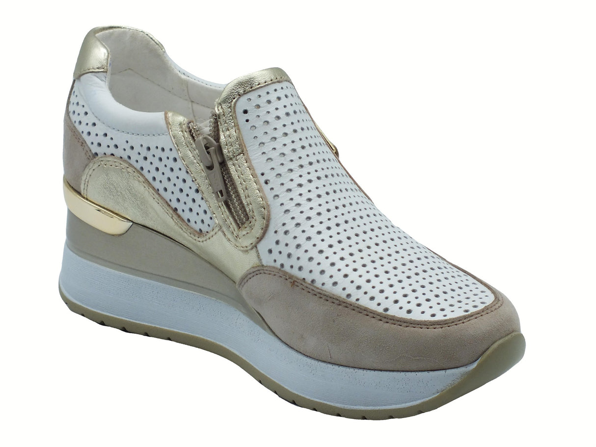 Cinzia Soft Cinzia Soft IV2521476G Clay Beige Sneakers per Donna in pelle traforata con zeppa alta Beige